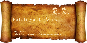 Reisinger Klára névjegykártya